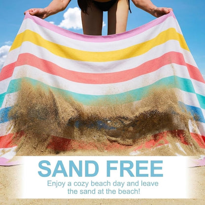 Oversized Turkish Beach Towels 74"x38" Thin Quick Dry Sand Free Pool Swim Bathing Towel Extra Large Blanket Adult Travel Essentials Cruise Accessories Must Haves Summer Light Blue Stuff