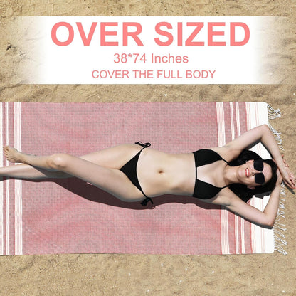 Oversized Turkish Beach Towels 74"x38" Thin Quick Dry Sand Free Pool Swim Bathing Towel Extra Large Blanket Adult Travel Essentials Cruise Accessories Must Haves Summer Light Blue Stuff