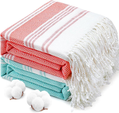 Oversized Turkish Beach Towels 74"x38" Thin Quick Dry Sand Free Pool Swim Bathing Towel Extra Large Blanket Adult Travel Essentials Cruise Accessories Must Haves Summer Light Blue Stuff