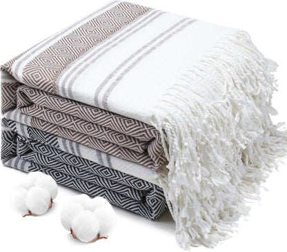Oversized Turkish Beach Towels 74"x38" Thin Quick Dry Sand Free Pool Swim Bathing Towel Extra Large Blanket Adult Travel Essentials Cruise Accessories Must Haves Summer Light Blue Stuff