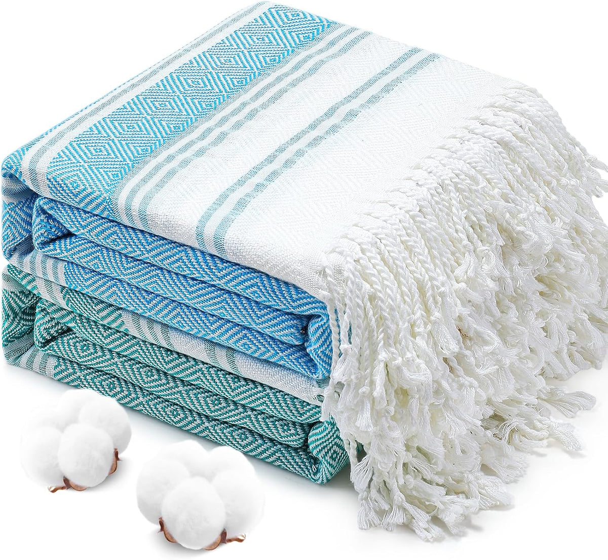 Oversized Turkish Beach Towels 74"x38" Thin Quick Dry Sand Free Pool Swim Bathing Towel Extra Large Blanket Adult Travel Essentials Cruise Accessories Must Haves Summer Light Blue Stuff