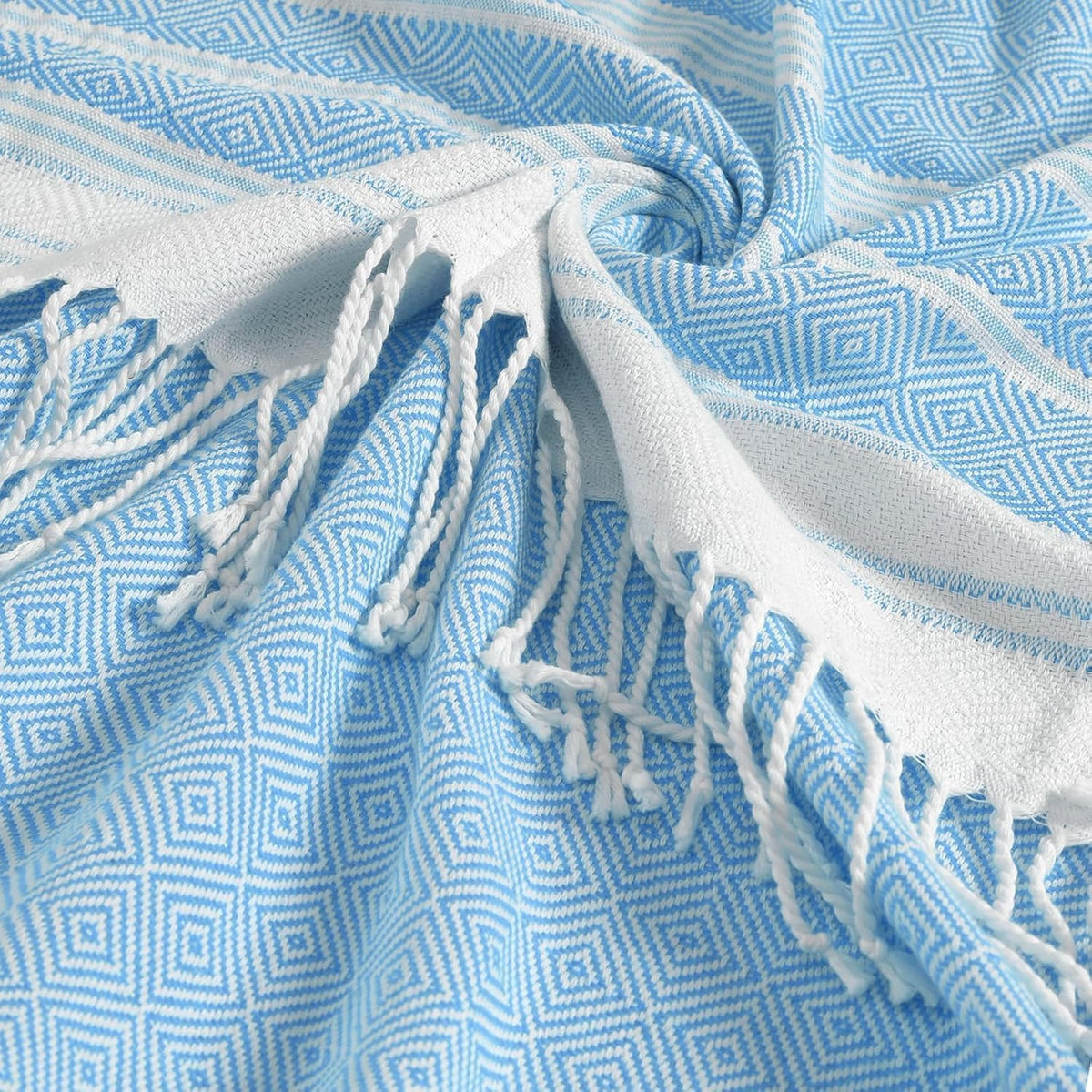 Oversized Turkish Beach Towels 74"x38" Thin Quick Dry Sand Free Pool Swim Bathing Towel Extra Large Blanket Adult Travel Essentials Cruise Accessories Must Haves Summer Light Blue Stuff
