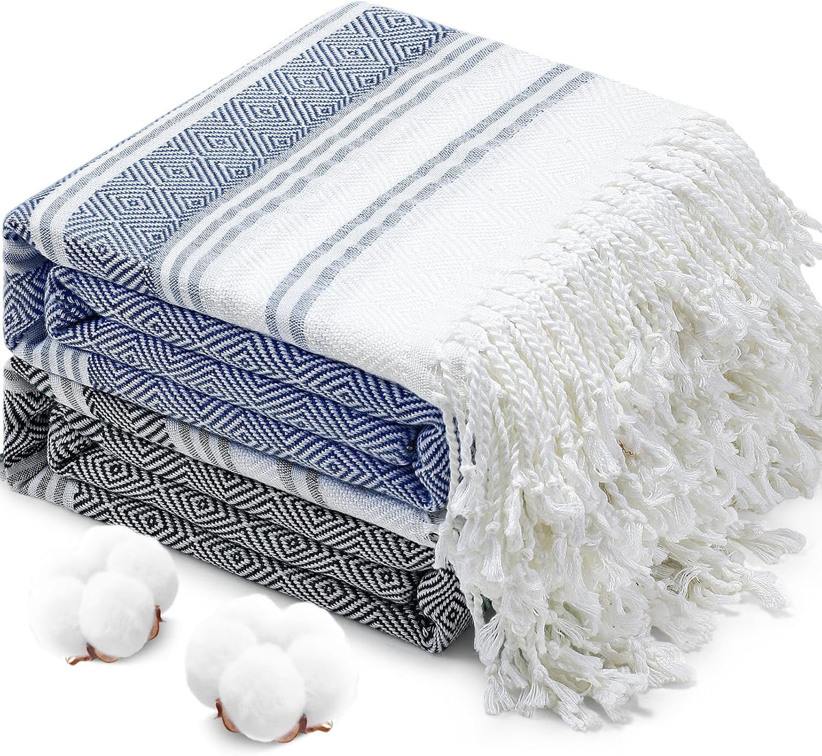 Oversized Turkish Beach Towels 74"x38" Thin Quick Dry Sand Free Pool Swim Bathing Towel Extra Large Blanket Adult Travel Essentials Cruise Accessories Must Haves Summer Light Blue Stuff