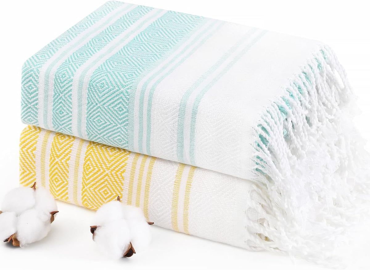 Oversized Turkish Beach Towels 74"x38" Thin Quick Dry Sand Free Pool Swim Bathing Towel Extra Large Blanket Adult Travel Essentials Cruise Accessories Must Haves Summer Light Blue Stuff