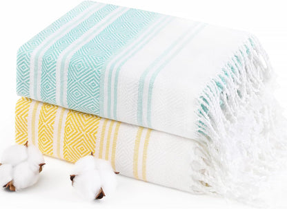 Oversized Turkish Beach Towels 74"x38" Thin Quick Dry Sand Free Pool Swim Bathing Towel Extra Large Blanket Adult Travel Essentials Cruise Accessories Must Haves Summer Light Blue Stuff