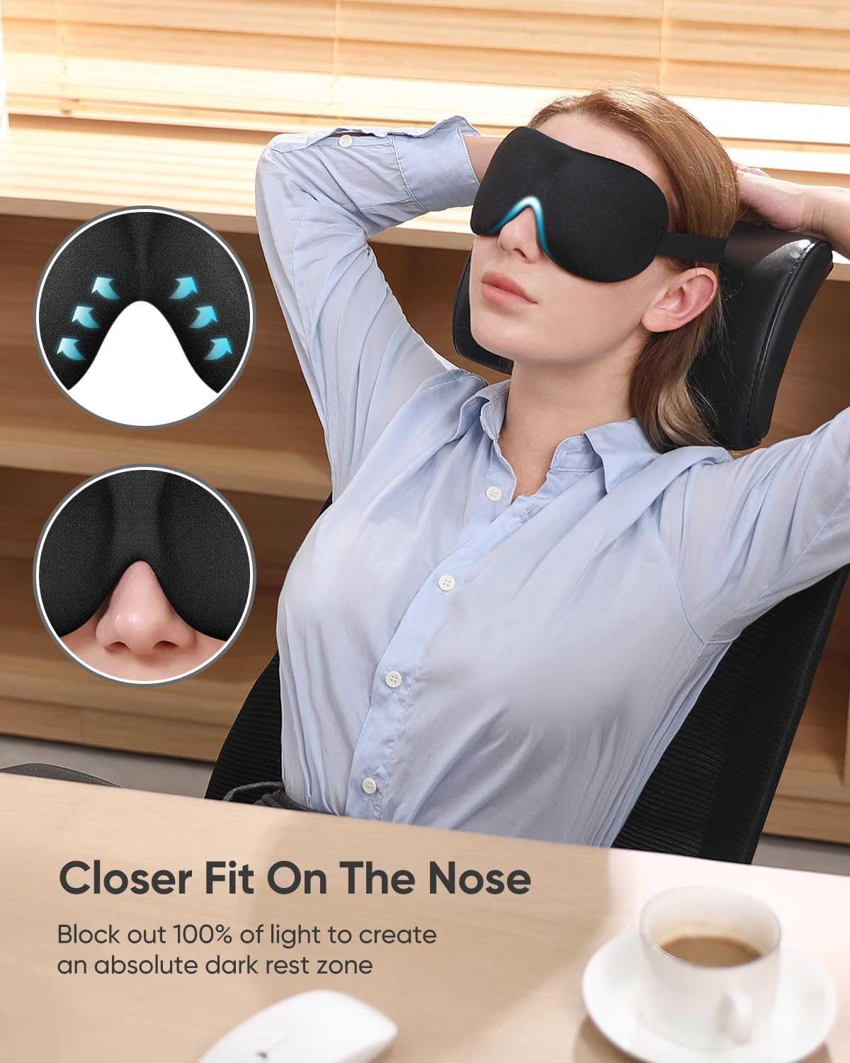 Sleep Mask for Side Sleeper 3 Pack, Blackout 3D Eye Mask