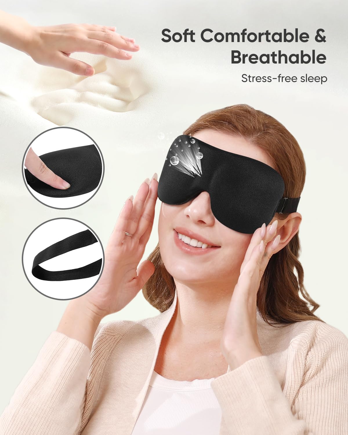 Sleep Mask for Side Sleeper 3 Pack, Blackout 3D Eye Mask