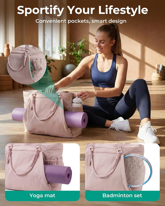 Yoga Pilates Tote Bag for Women with Knotted Handle, Gym Bag