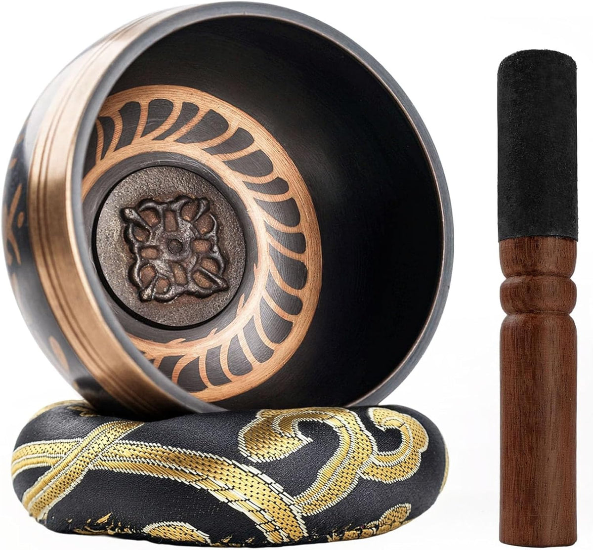 Handmade Tibetan Singing Bowl Set with Striker, Cushion & Pouch