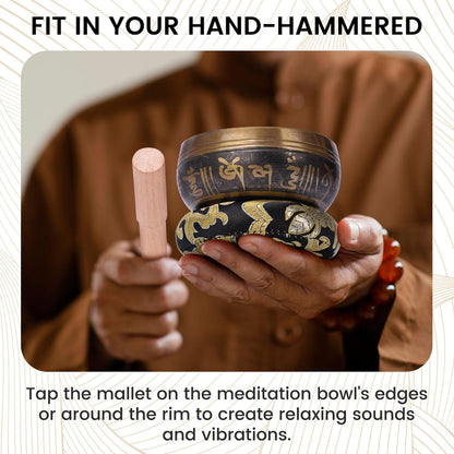 Handmade Tibetan Singing Bowl Set with Striker, Cushion & Pouch