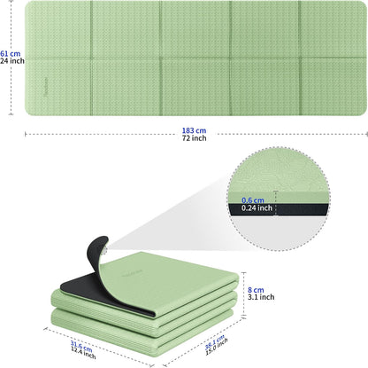 Double Color Yoga Mat - 72"x24"x0.24" (6mm),Non-Slip TPE Exercise Mat