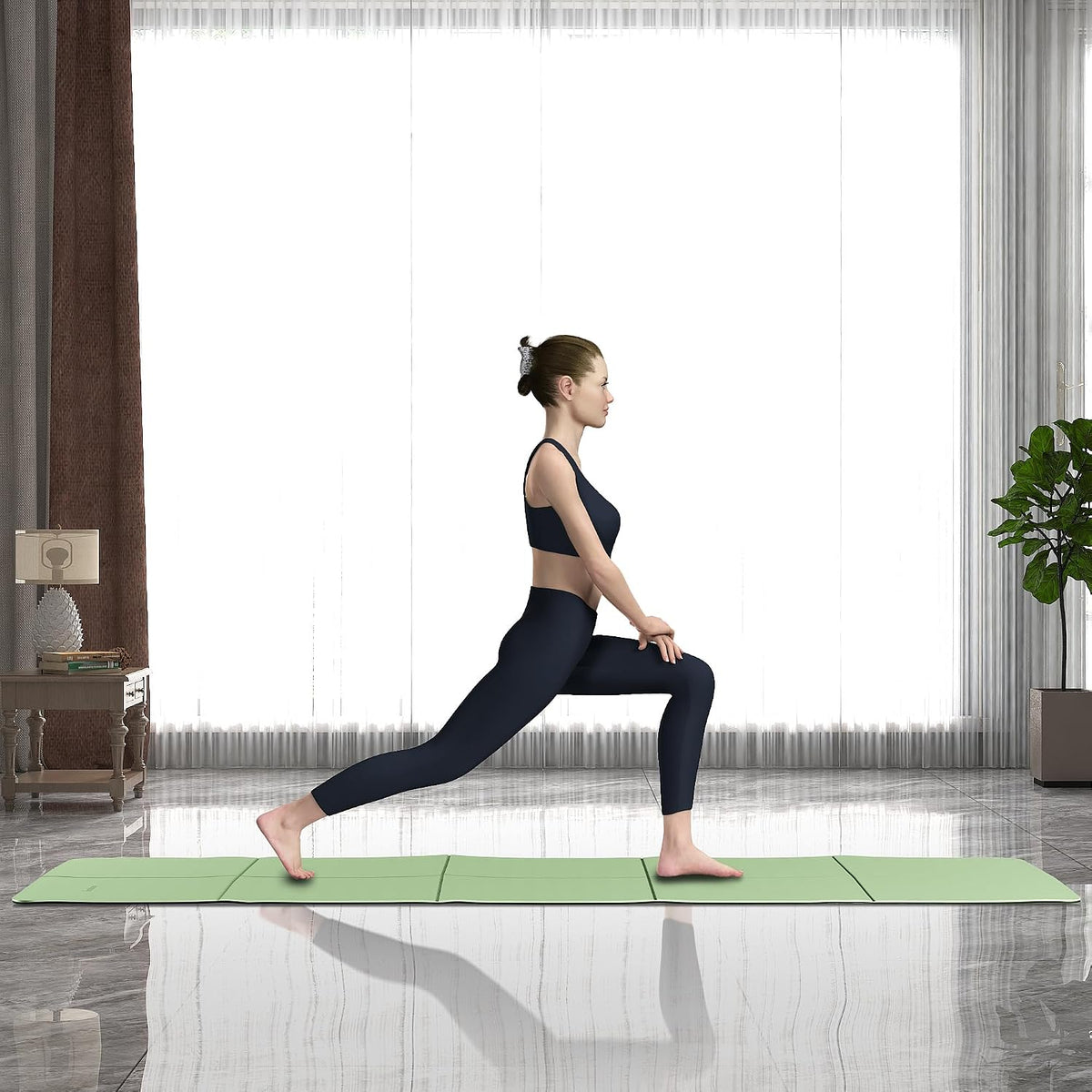 Double Color Yoga Mat - 72"x24"x0.24" (6mm),Non-Slip TPE Exercise Mat