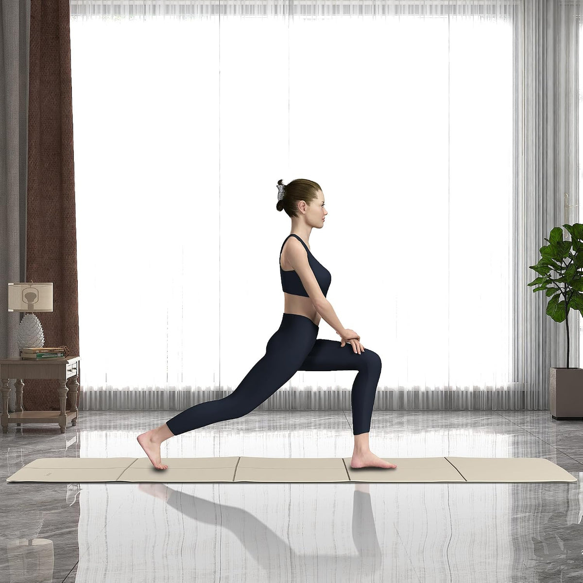 Double Color Yoga Mat - 72"x24"x0.24" (6mm),Non-Slip TPE Exercise Mat