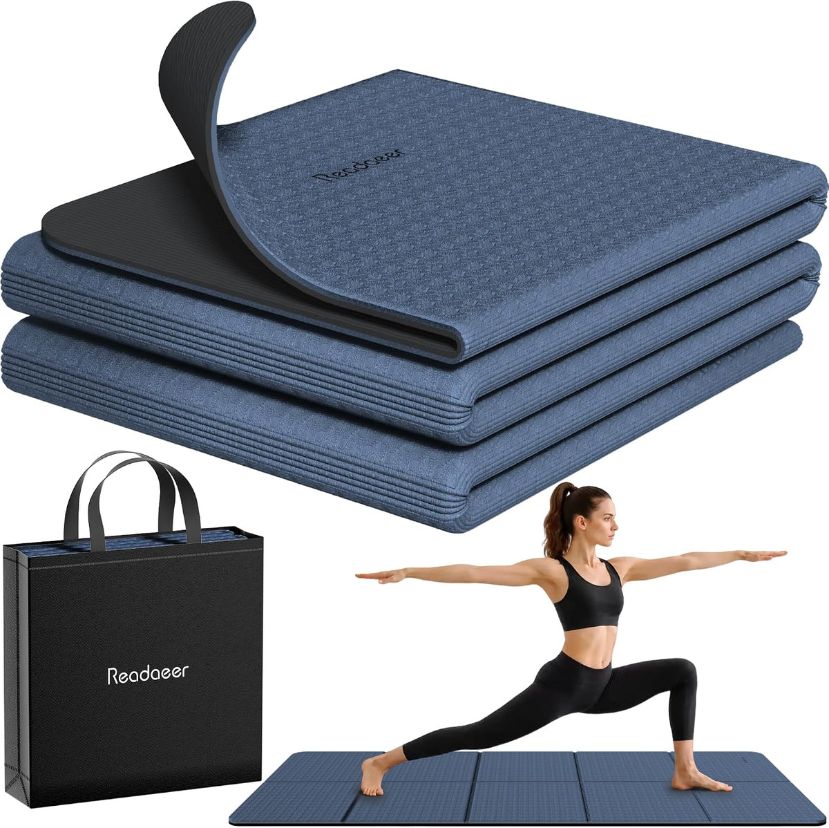 Double Color Yoga Mat - 72"x24"x0.24" (6mm),Non-Slip TPE Exercise Mat