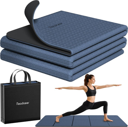 Double Color Yoga Mat - 72"x24"x0.24" (6mm),Non-Slip TPE Exercise Mat