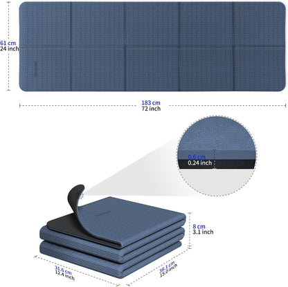 Double Color Yoga Mat - 72"x24"x0.24" (6mm),Non-Slip TPE Exercise Mat