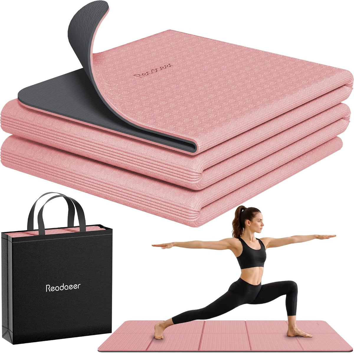 Double Color Yoga Mat - 72"x24"x0.24" (6mm),Non-Slip TPE Exercise Mat