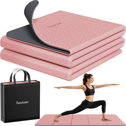Double Color Yoga Mat - 72"x24"x0.24" (6mm),Non-Slip TPE Exercise Mat