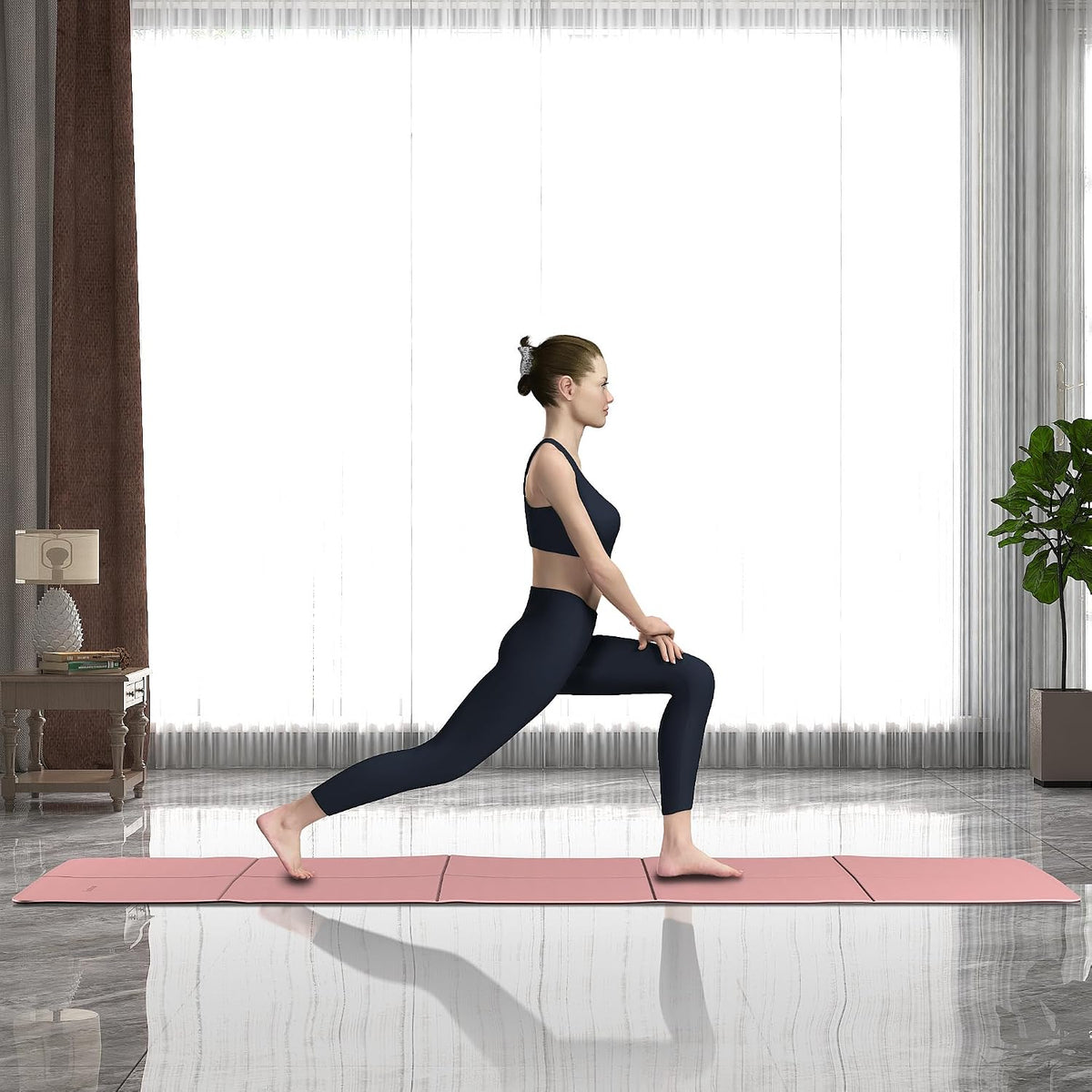 Double Color Yoga Mat - 72"x24"x0.24" (6mm),Non-Slip TPE Exercise Mat