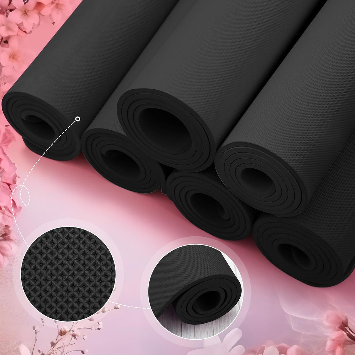 6 Pcs 10mm Thick Yoga Mat Bulk 68 x 24 Inches