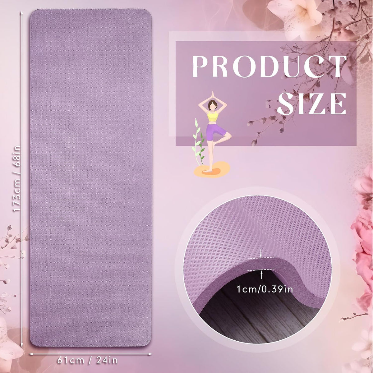 6 Pcs 10mm Thick Yoga Mat Bulk 68 x 24 Inches