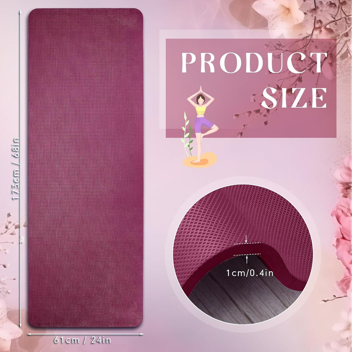 6 Pcs 10mm Thick Yoga Mat Bulk 68 x 24 Inches