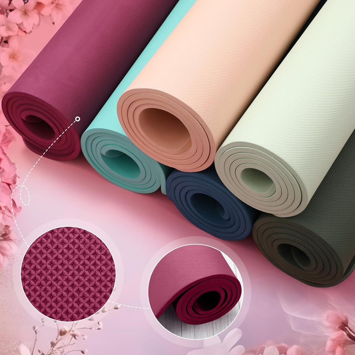 6 Pcs 10mm Thick Yoga Mat Bulk 68 x 24 Inches