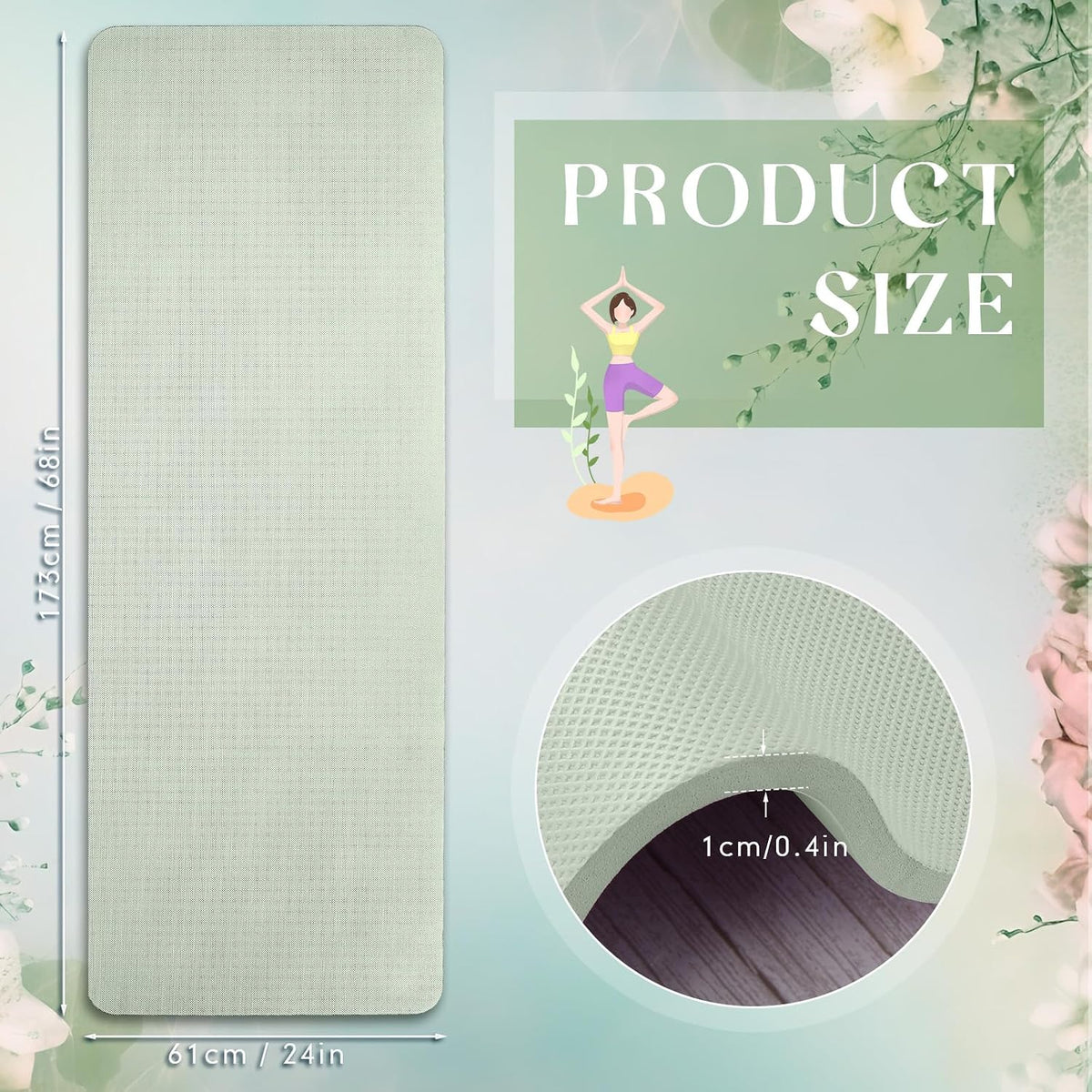6 Pcs 10mm Thick Yoga Mat Bulk 68 x 24 Inches