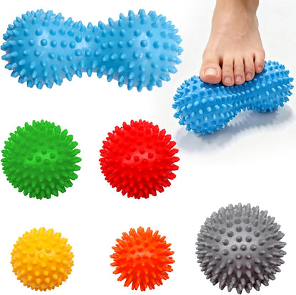 6-Pack Spiky Massage Balls Set, Hard Medium Soft Massage Ball for Feet