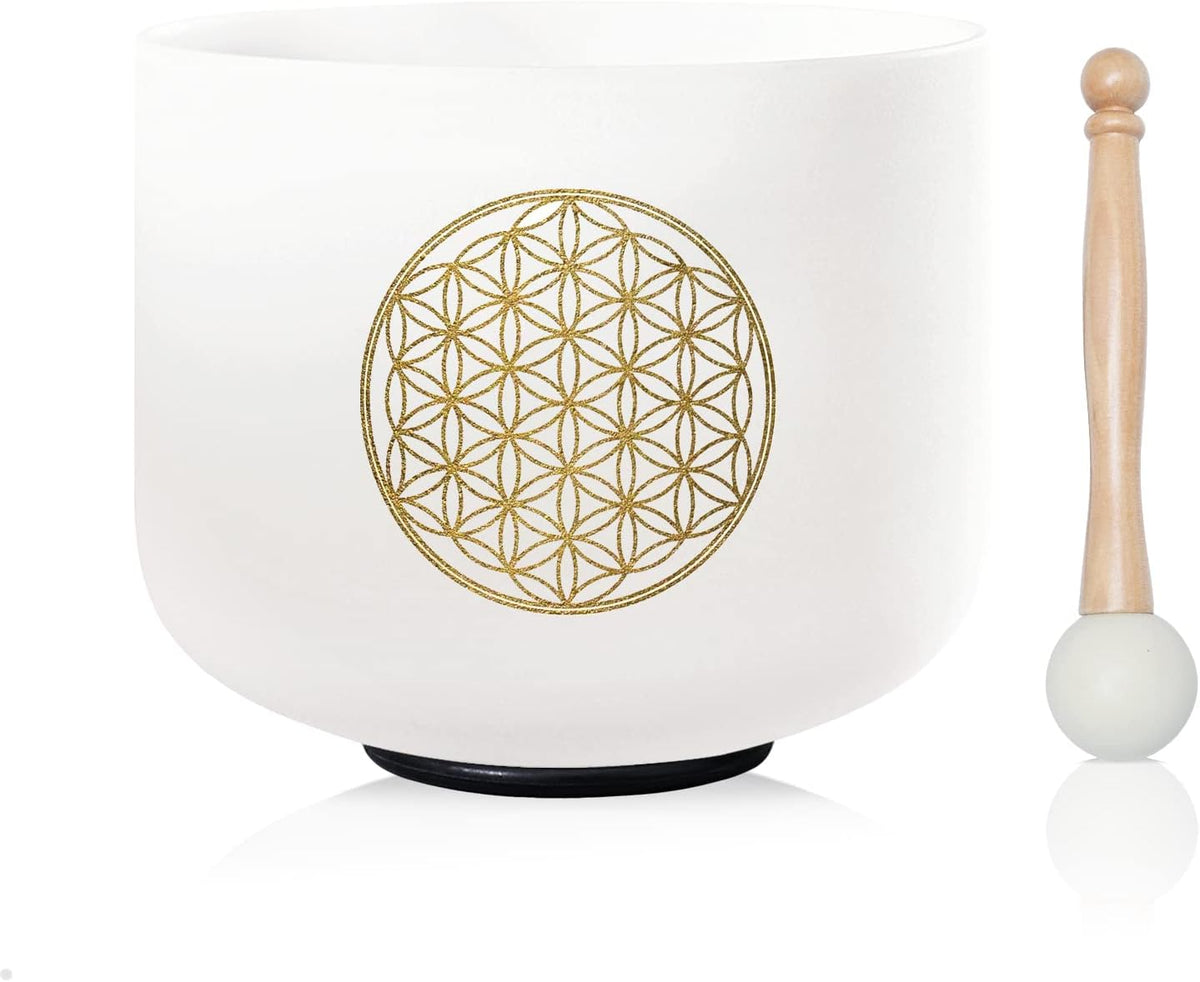 528HZ C Note 8 Inch Flower Of Life Crystal Singing Bowl