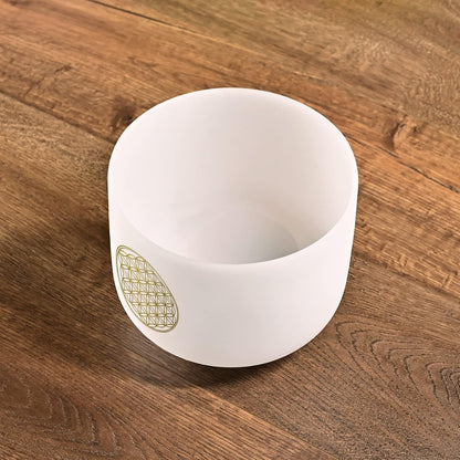 528HZ C Note 8 Inch Flower Of Life Crystal Singing Bowl