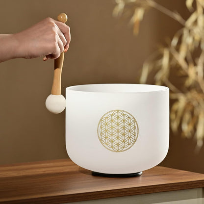 528HZ C Note 8 Inch Flower Of Life Crystal Singing Bowl