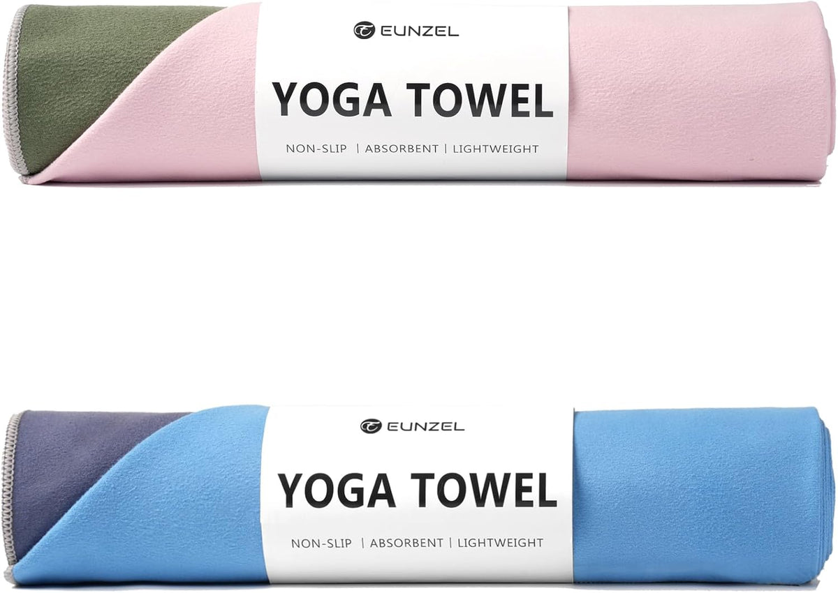 Hot Yoga Mat Towel, Reversible Two-Tone 72" x 26.5"