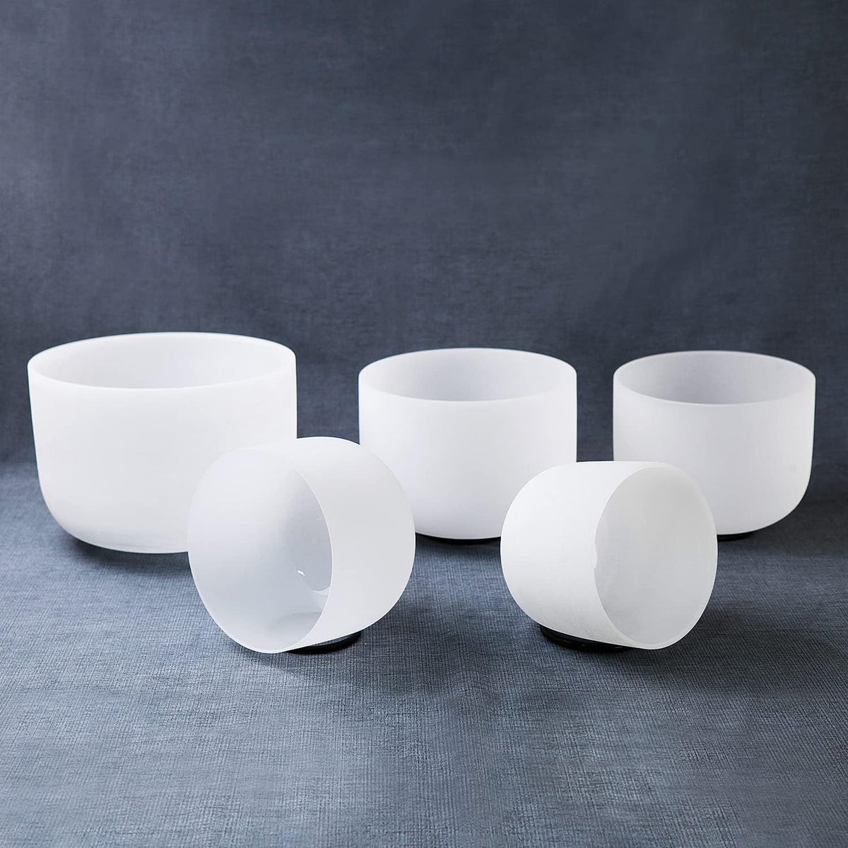 5Pcs Crystal Singing Bowl Set,432hz High Pitch C#D#F#G#A# 8-12 Inch