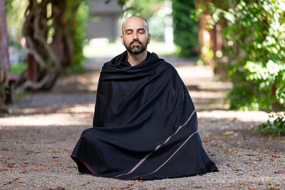 Versatile Premium Wool Blend Meditation Shawl - Large Unisex Prayer Wrap, Oversized Scarf & Yoga Blanket