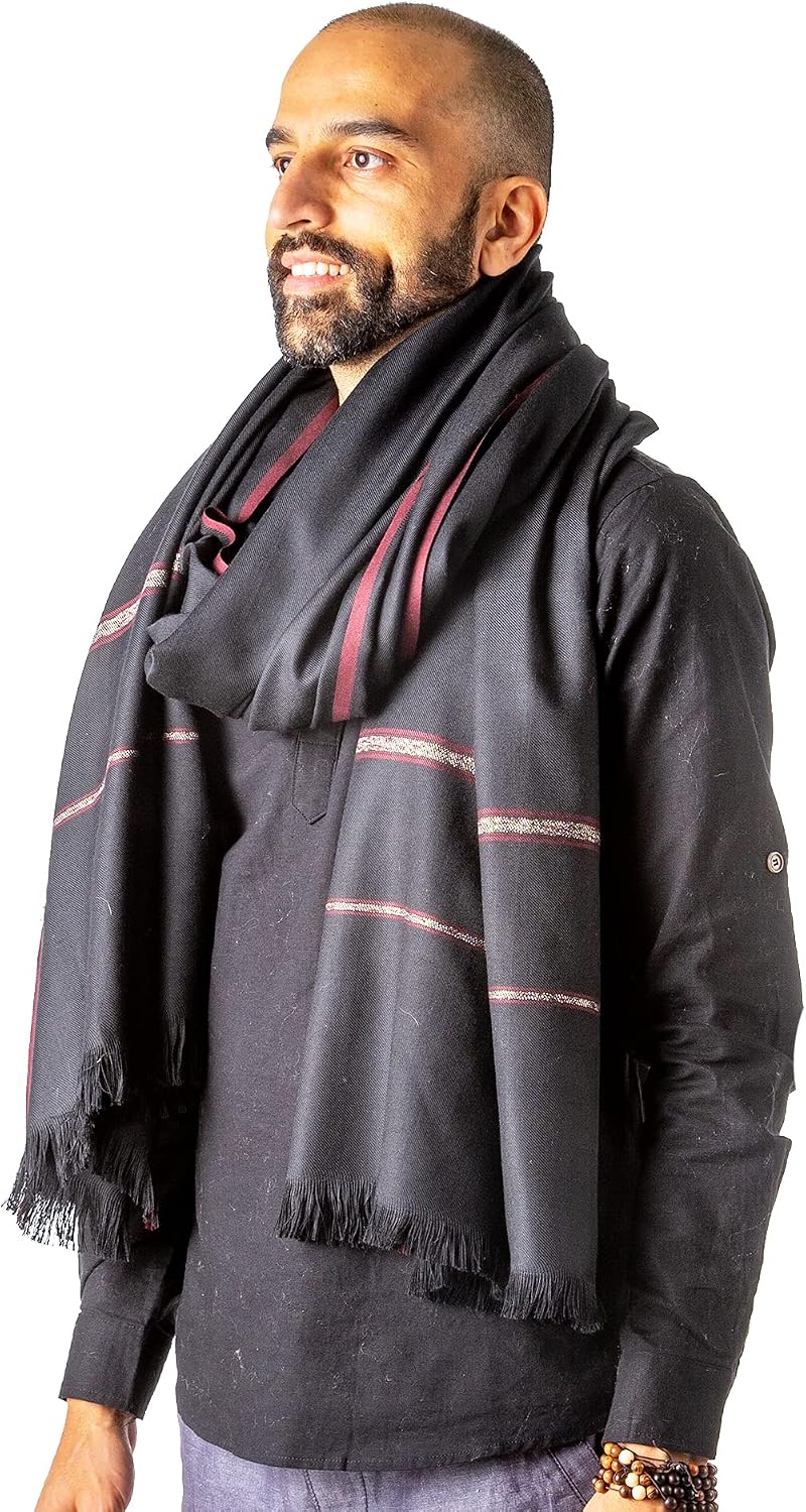Versatile Premium Wool Blend Meditation Shawl - Large Unisex Prayer Wrap, Oversized Scarf & Yoga Blanket
