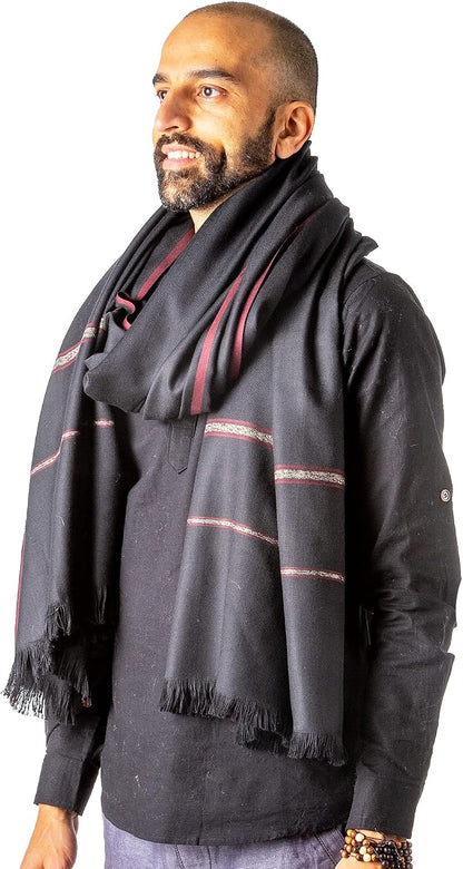 Versatile Premium Wool Blend Meditation Shawl - Large Unisex Prayer Wrap, Oversized Scarf & Yoga Blanket