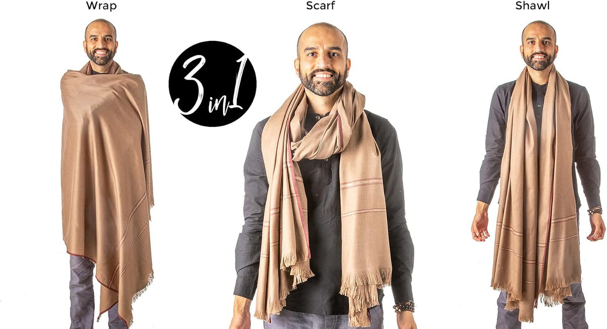 Versatile Premium Wool Blend Meditation Shawl - Large Unisex Prayer Wrap, Oversized Scarf & Yoga Blanket