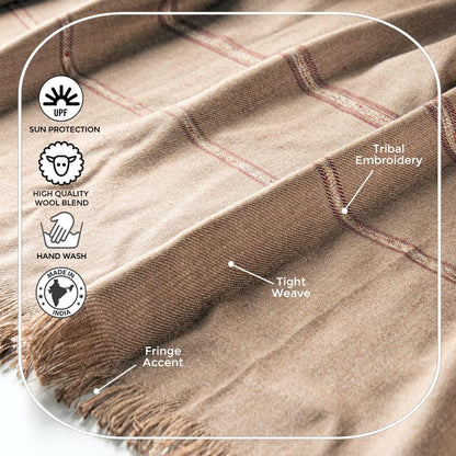 Versatile Premium Wool Blend Meditation Shawl - Large Unisex Prayer Wrap, Oversized Scarf & Yoga Blanket