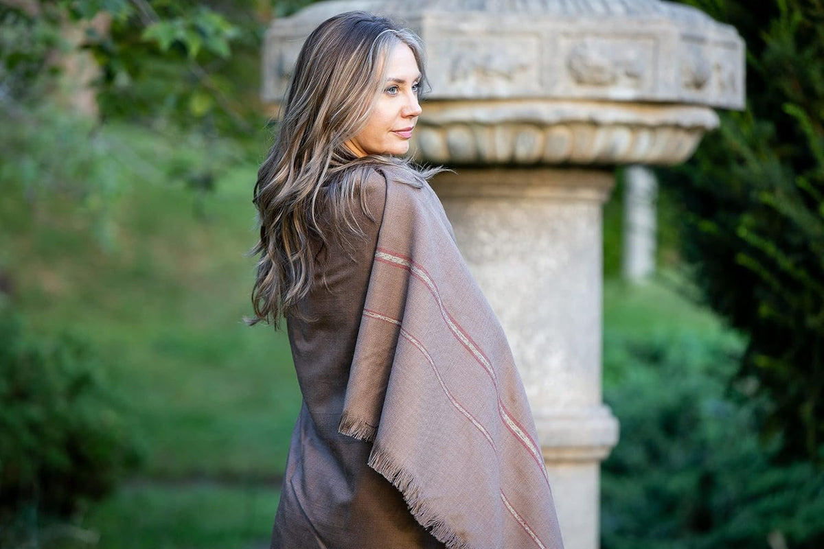Versatile Premium Wool Blend Meditation Shawl - Large Unisex Prayer Wrap, Oversized Scarf & Yoga Blanket
