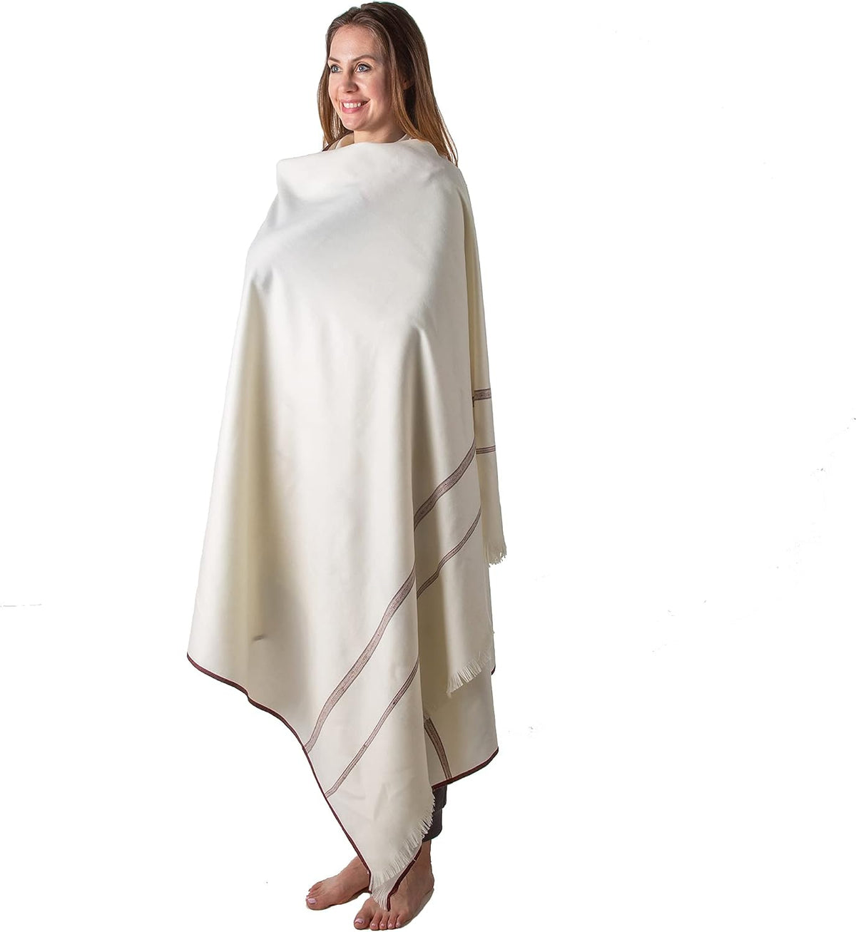 Versatile Premium Wool Blend Meditation Shawl - Large Unisex Prayer Wrap, Oversized Scarf & Yoga Blanket
