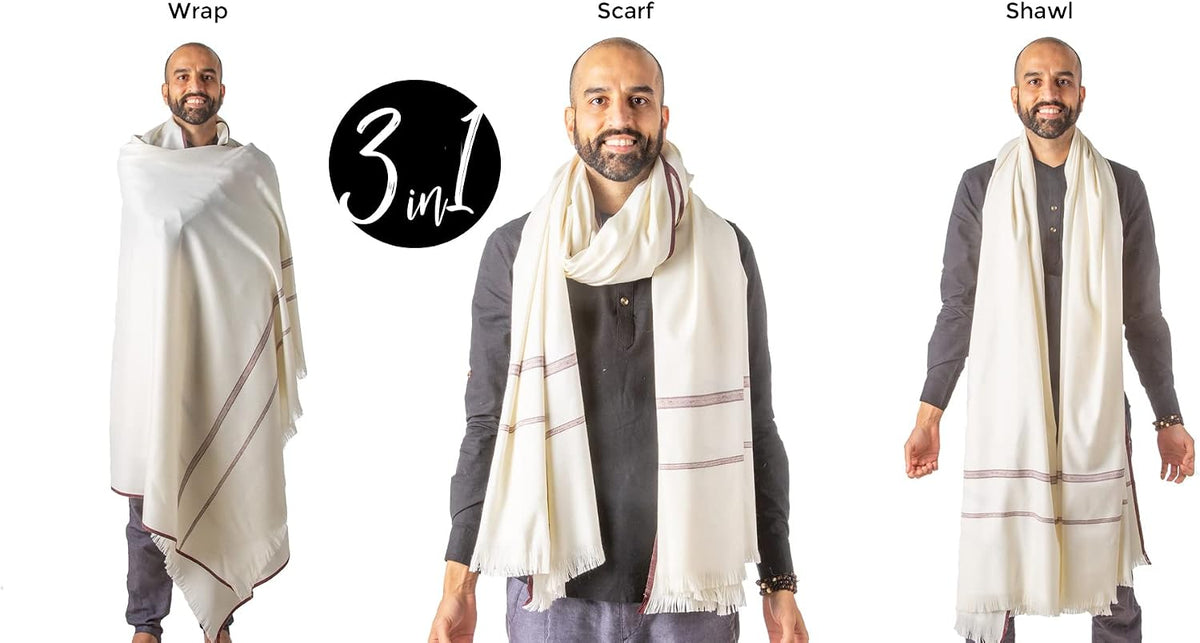 Versatile Premium Wool Blend Meditation Shawl - Large Unisex Prayer Wrap, Oversized Scarf & Yoga Blanket
