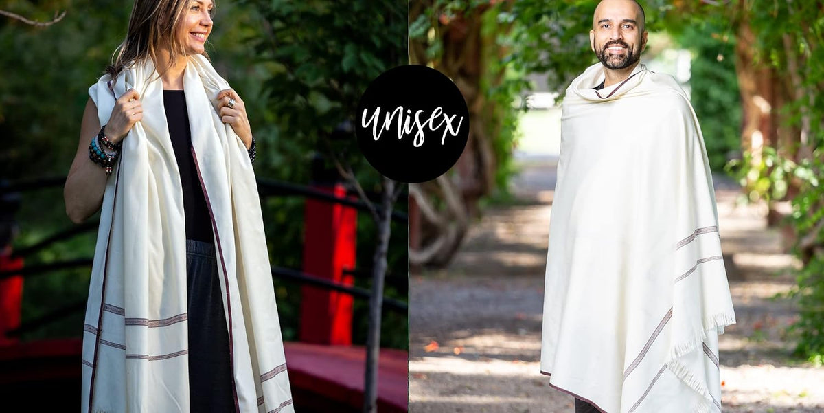 Versatile Premium Wool Blend Meditation Shawl - Large Unisex Prayer Wrap, Oversized Scarf & Yoga Blanket