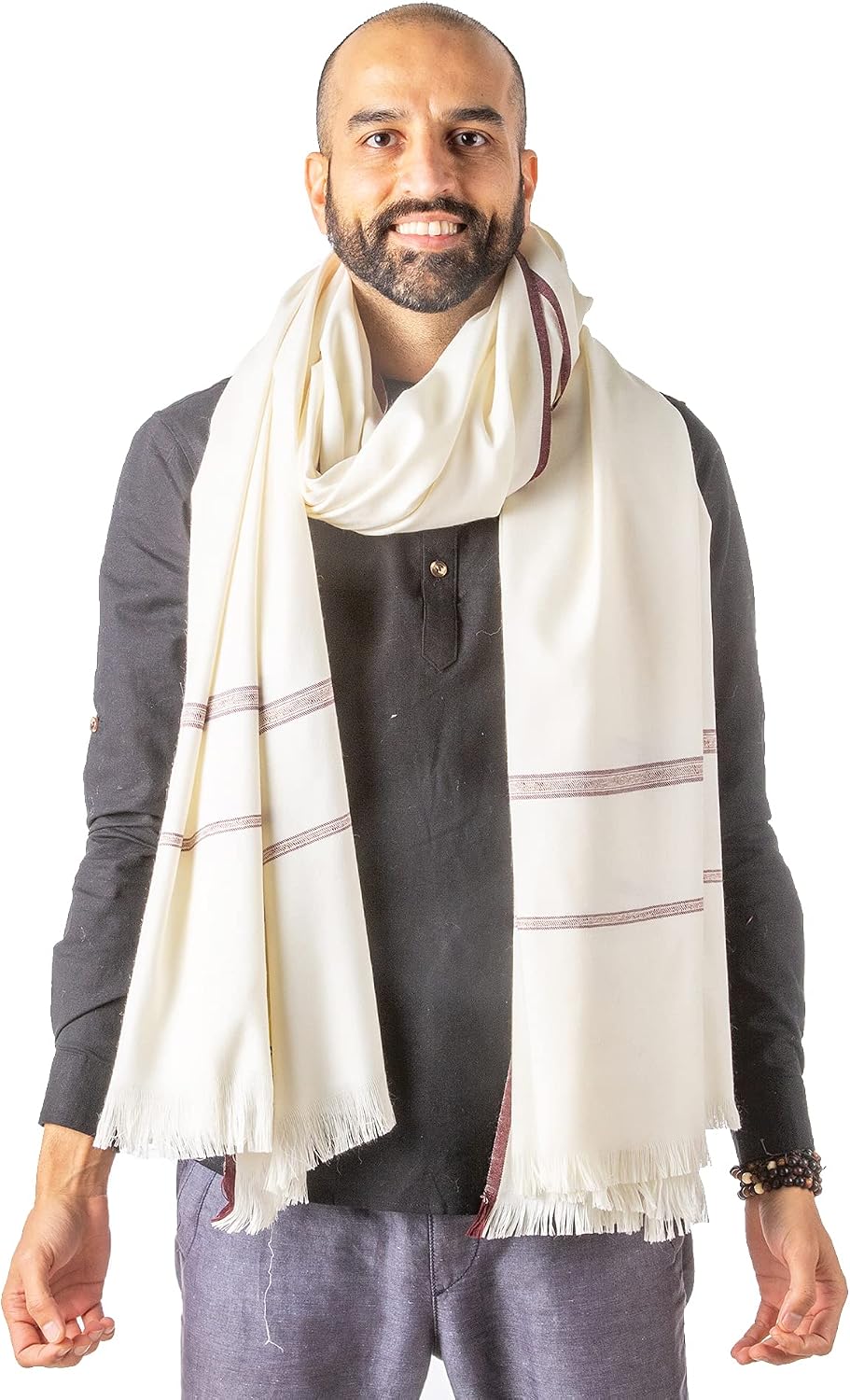 Versatile Premium Wool Blend Meditation Shawl - Large Unisex Prayer Wrap, Oversized Scarf & Yoga Blanket