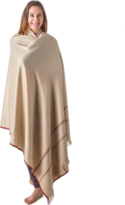 Versatile Premium Wool Blend Meditation Shawl - Large Unisex Prayer Wrap, Oversized Scarf & Yoga Blanket