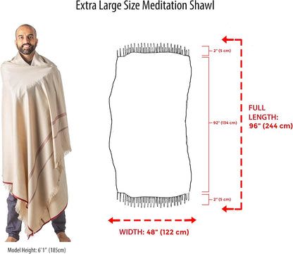 Versatile Premium Wool Blend Meditation Shawl - Large Unisex Prayer Wrap, Oversized Scarf & Yoga Blanket