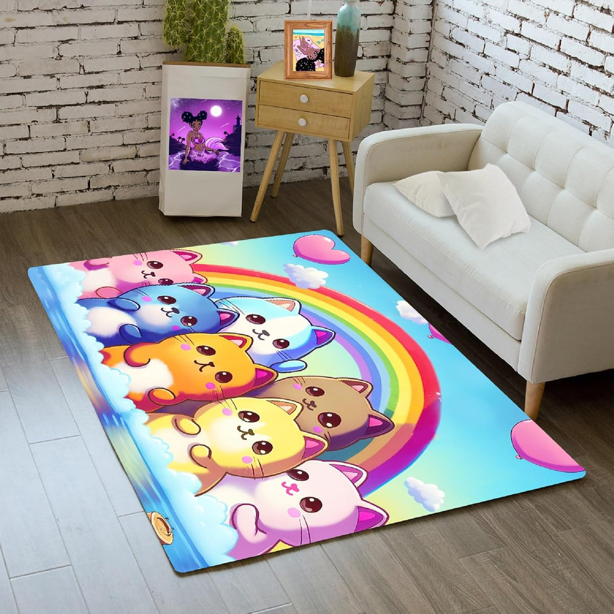 Black Girl Area Rug for Bedroom African American Rugs for Room Princess Carpet Kids Rugs for Bedroom African Girls Carpet for Living Room Teen Girls Yoga Mats, Pink, 4'×5'