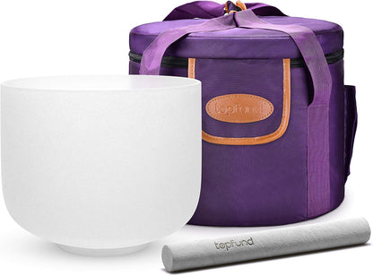 F Note Crystal Singing Bowl 10 inch Heart Chakra with Heavy Duty Carrying Case and Suede Mallet