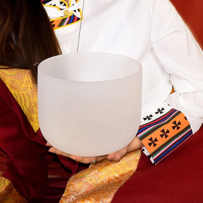 F Note Crystal Singing Bowl 10 inch Heart Chakra with Heavy Duty Carrying Case and Suede Mallet