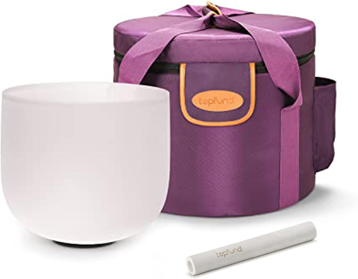 F Note Crystal Singing Bowl 10 inch Heart Chakra with Heavy Duty Carrying Case and Suede Mallet